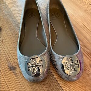 Tory Burch Metallic Snakeskin Loafers